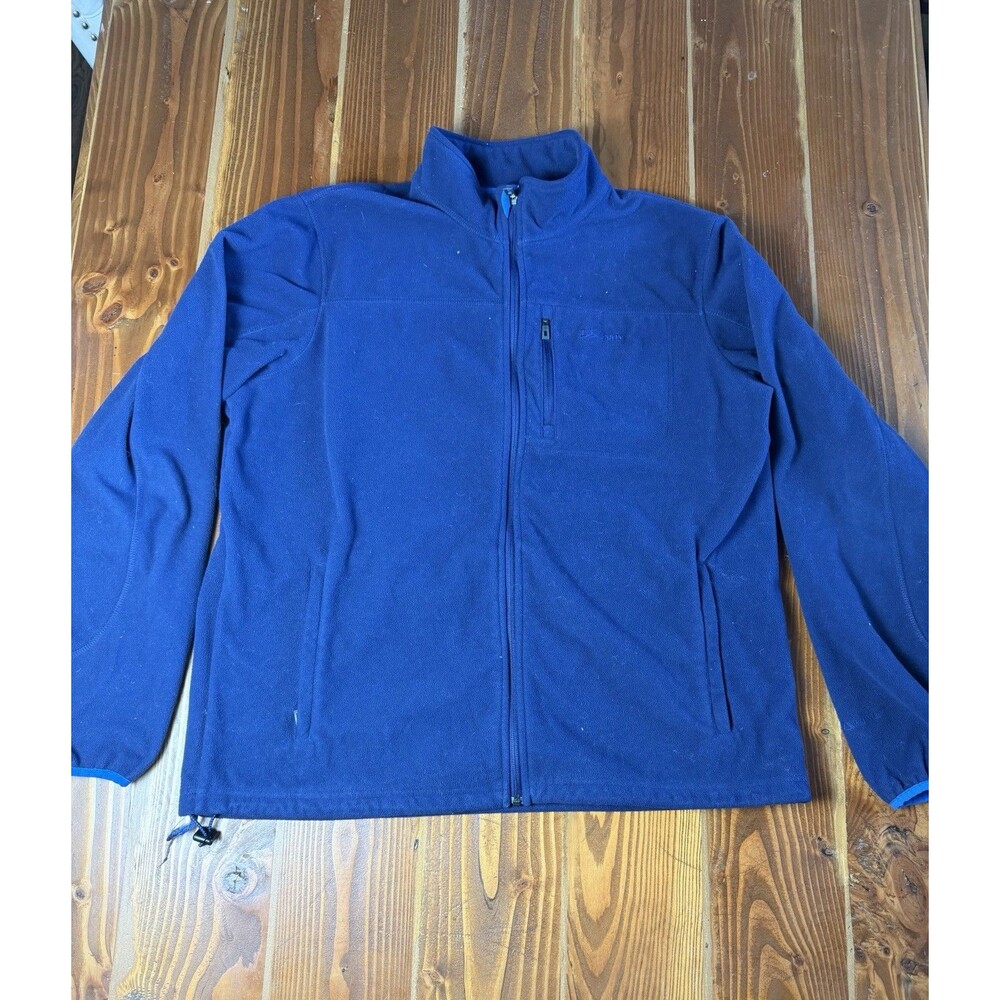 Vintage LL Bean Jacket Men's Large Navy Heavy Fleece Full Zip Outdoor Hiking
